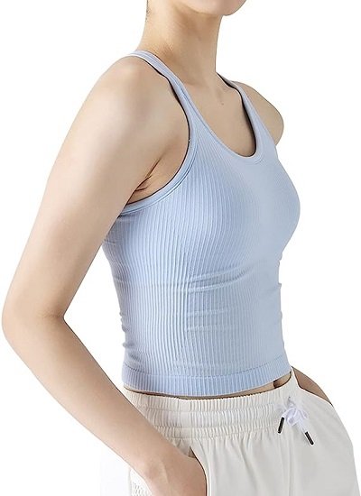 Workout Short Racerback Tank Tops for Women with Built in Bra